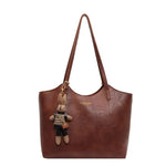 Chic Leather Tote Bag with Playful Charm – Elegance Meets Fun - Shoulder Bag