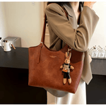 Chic Leather Tote Bag with Playful Charm – Elegance Meets Fun - Shoulder Bag