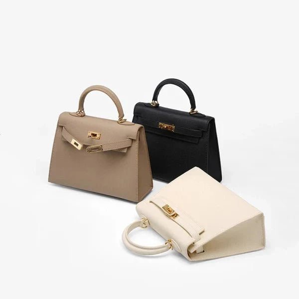 Cindy Leather Top Handle Satchel Bag – Classic Flap Crossbody Handbag for Women - Women's Satchel Bags & Top Handle Handbags