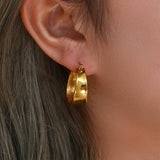 Classic Flat Gold Hoop Earrings - Earrings