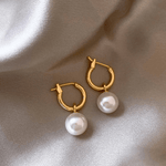 Classic Gold Hoop Pearl Drop Earrings - Earrings