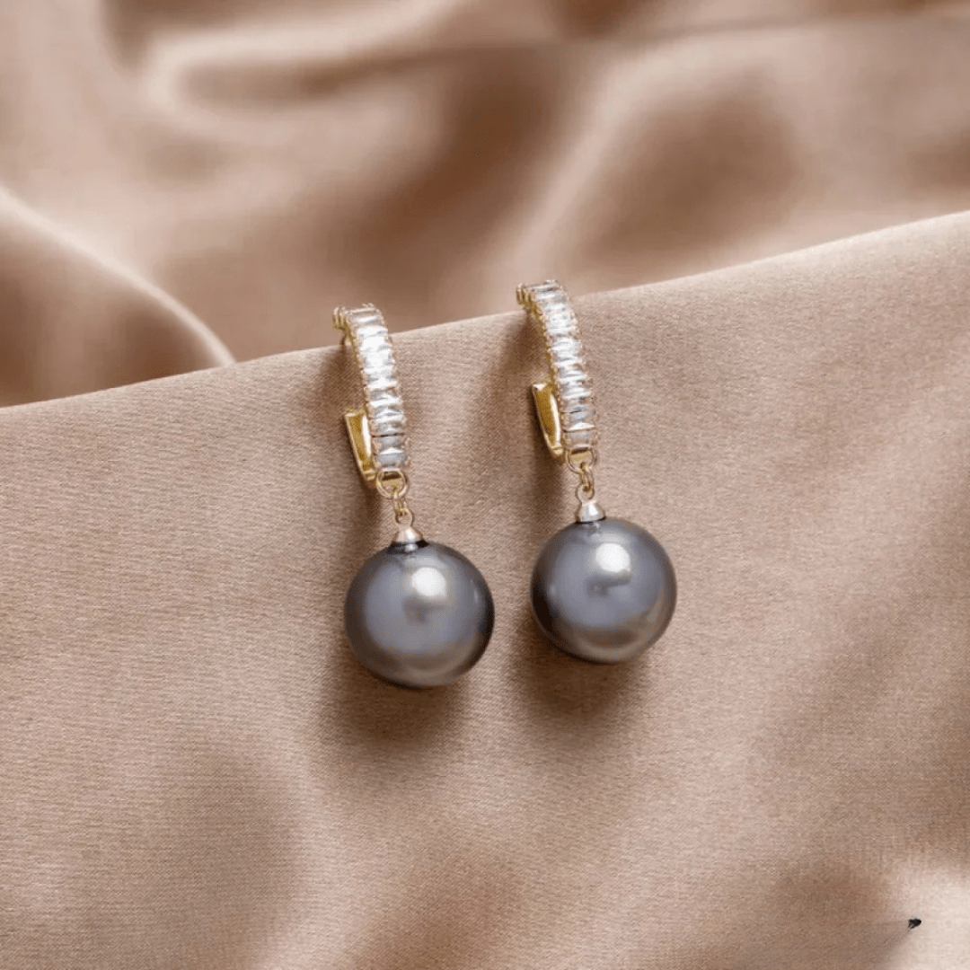 Classic Pearl Drop Earrings with Crystal Hoops – Timeless Elegance - Earrings