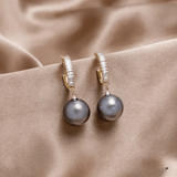 Classic Pearl Drop Earrings with Crystal Hoops – Timeless Elegance - Earrings