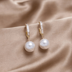 Classic Pearl Drop Earrings with Crystal Hoops – Timeless Elegance - Earrings
