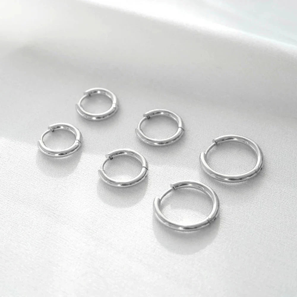 Classic Polished Hoop Earrings Set - Earrings
