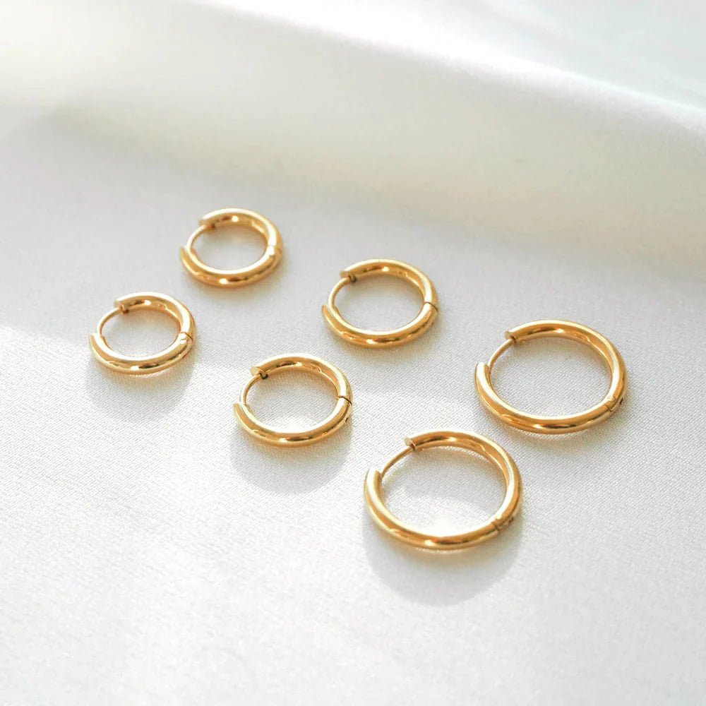 Classic Polished Hoop Earrings Set - Earrings