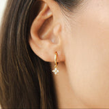Clover Charm Zircon Hoop Earrings - Earrings