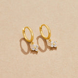 Clover Charm Zircon Hoop Earrings - Earrings