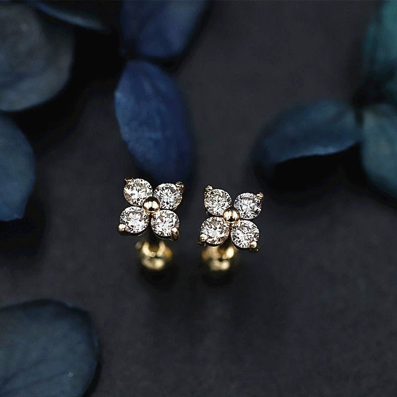 Clover Crystal Stud Earrings - Earrings