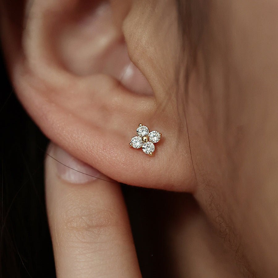 Clover Crystal Stud Earrings - Earrings