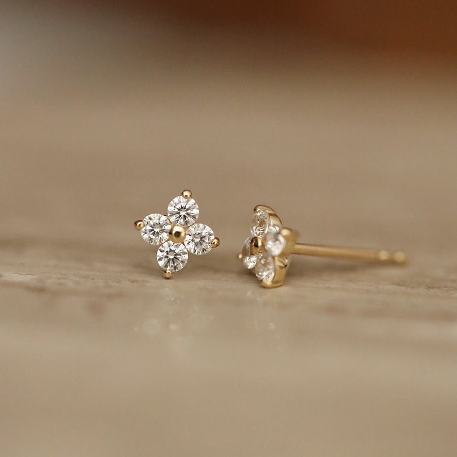 Clover Crystal Stud Earrings - Earrings