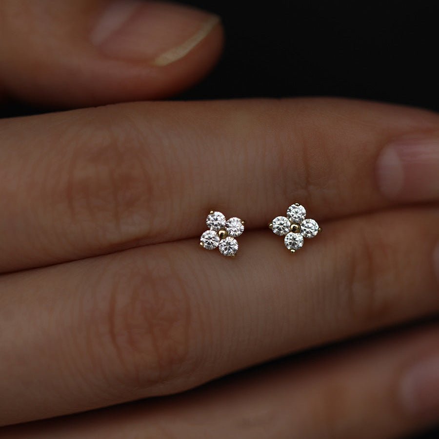 Clover Crystal Stud Earrings - Earrings