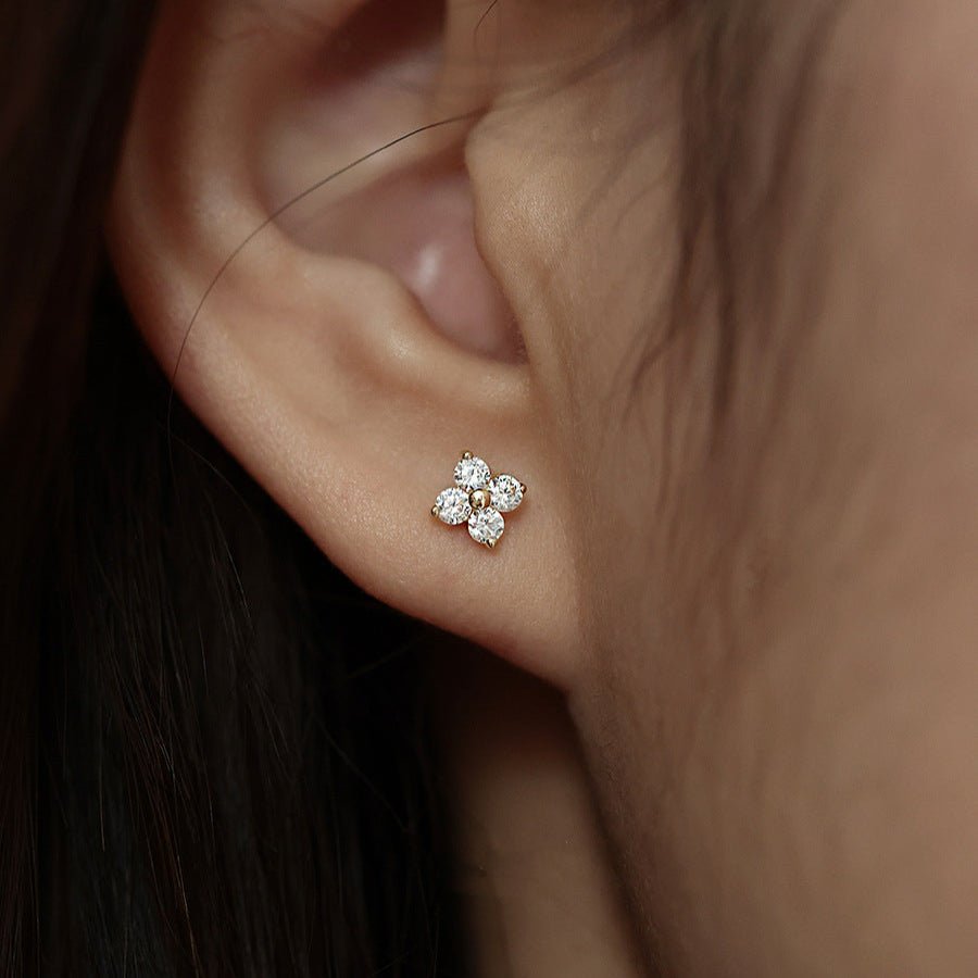 Clover Crystal Stud Earrings - Earrings