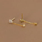 Clover Drop Chain Crystal Earrings - Earrings