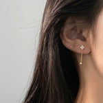 Clover Drop Chain Crystal Earrings - Earrings