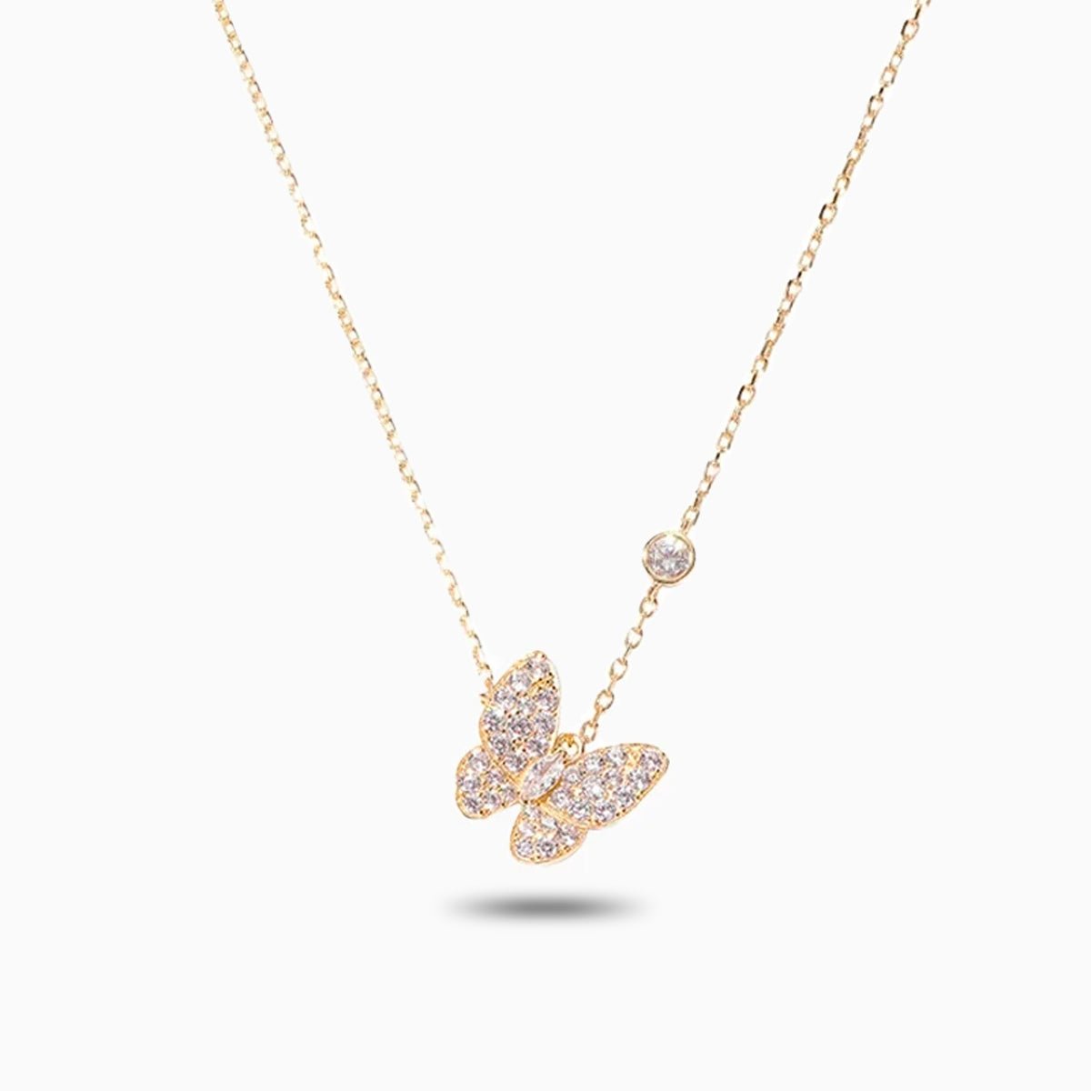 Crystal Butterfly Pendant Necklace - Necklaces