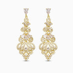 Crystal Chandelier Drop Earrings in Gold Filigree - Earrings