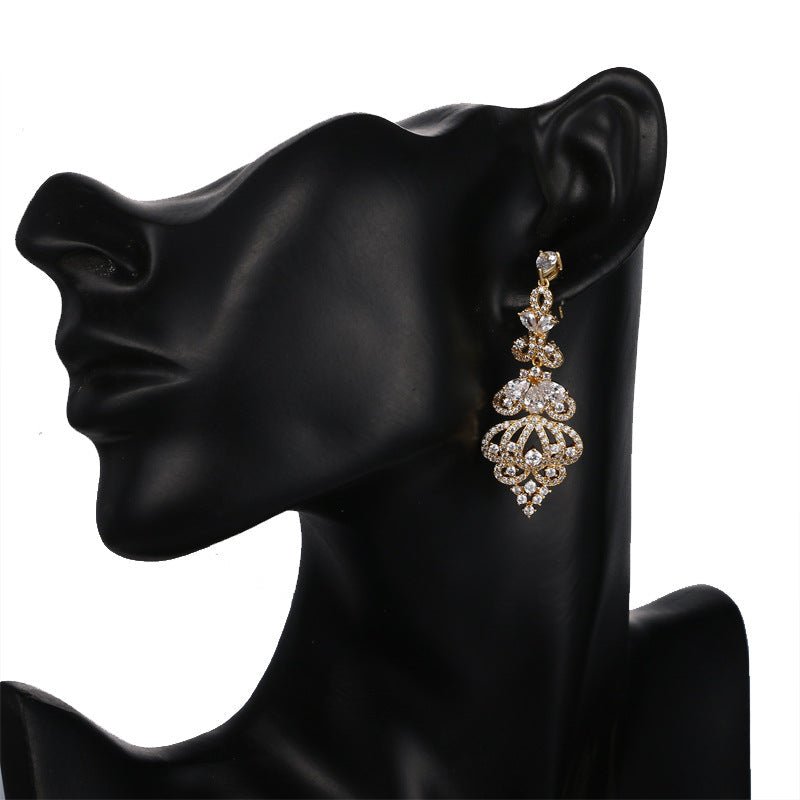 Crystal Chandelier Drop Earrings in Gold Filigree - Earrings