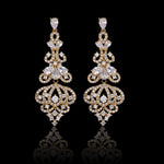 Crystal Chandelier Drop Earrings in Gold Filigree - Earrings