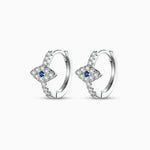 Crystal Huggie Hoop Earrings with Sapphire Accent - Earrings
