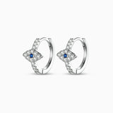 Crystal Huggie Hoop Earrings with Sapphire Accent - Earrings