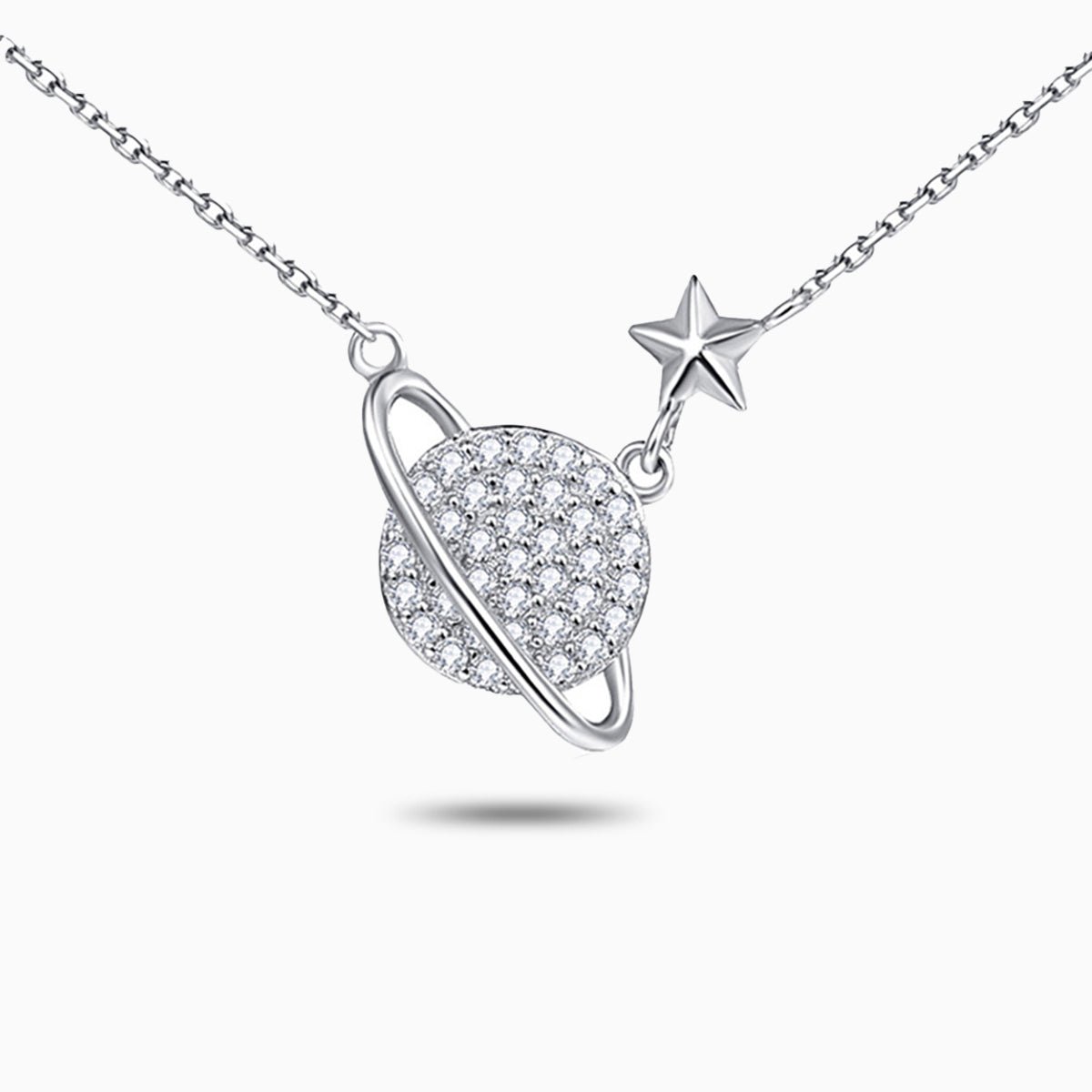 Crystal Planet and Star Pendant Necklace - Necklaces