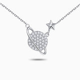 Crystal Planet and Star Pendant Necklace - Necklaces