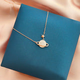 Crystal Planet and Star Pendant Necklace - Necklaces
