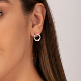 Crystal Round Hoop Earrings in Sterling Shine - Joyería > Pendientes > Pendientes pequeños