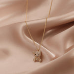Crystal Teddy Bear Pendant Necklace - Necklaces