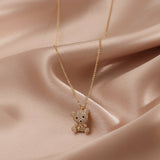 Crystal Teddy Bear Pendant Necklace - Necklaces