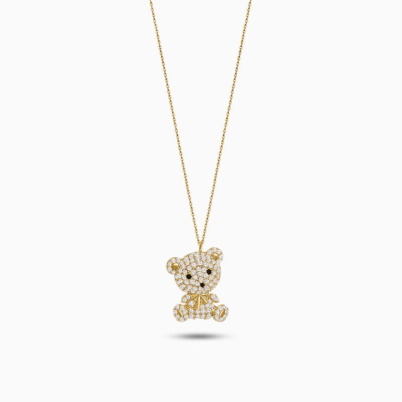 Crystal Teddy Bear Pendant Necklace - Necklaces