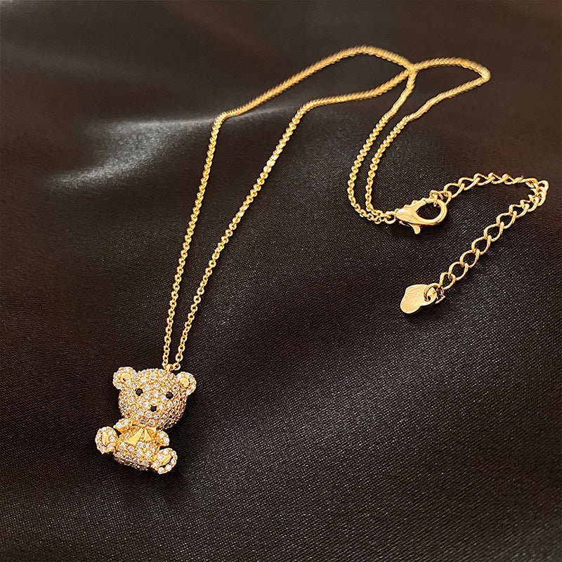 Crystal Teddy Bear Pendant Necklace - Necklaces