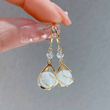 Crystal & Wrapped Moonstone Drop Earrings in Gold Finish - Earrings