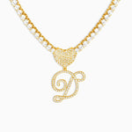 Custom Initial Heart Pendant Necklace - Necklaces