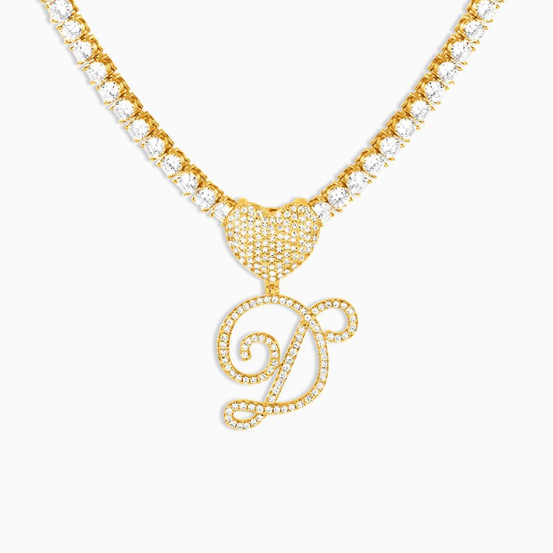 Custom Initial Heart Pendant Necklace - Necklaces