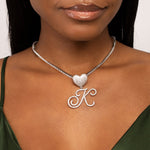 Custom Initial Heart Pendant Necklace - Necklaces