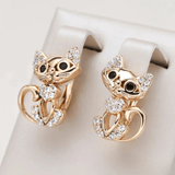 Cute Cat Earrings with Crystal Accents – Playful & Sparkly - Earrings