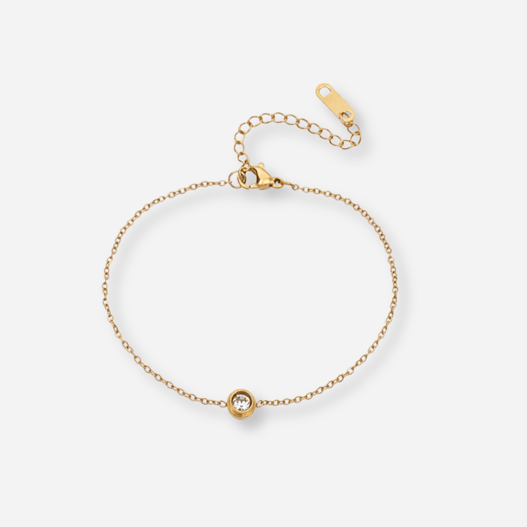 Dainty Gold Crystal Bracelet – Minimalist Adjustable Jewelry - Moederdag armbanden