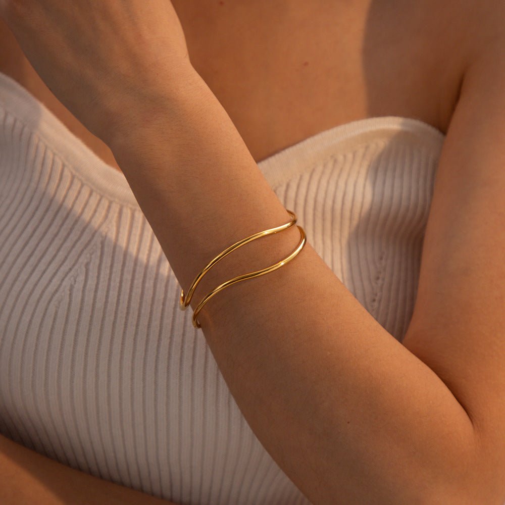 Dakota Intertwined Gold Cuff Bracelet - Cuff Bracelets
