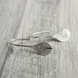 Dandelion Engraved Teardrop Earrings in Sterling Silver - Earrings