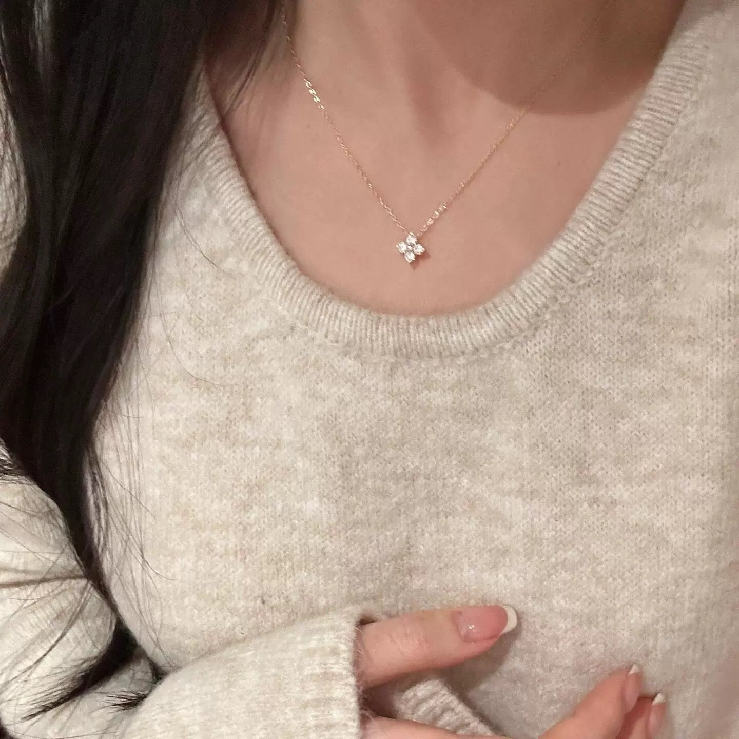 Delicate Crystal Blossom Pendant Necklace - Pendant Necklaces