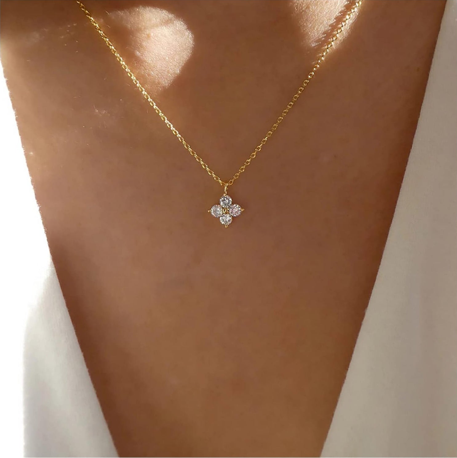 Delicate Crystal Blossom Pendant Necklace - Pendant Necklaces