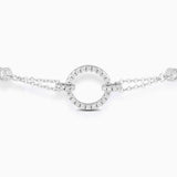 Delicate Silver Circle Link Crystal Bracelet - Bracelets
