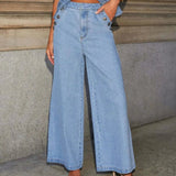 Denim Waistcoat & Wide - Leg Trouser Co - ord Set – Effortless Style - Women's Outfit Set