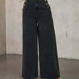 Denim Waistcoat & Wide - Leg Trouser Co - ord Set – Effortless Style - Women's Outfit Set