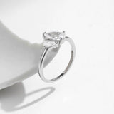 Dual Teardrop Crystal Silver Ring - Ring