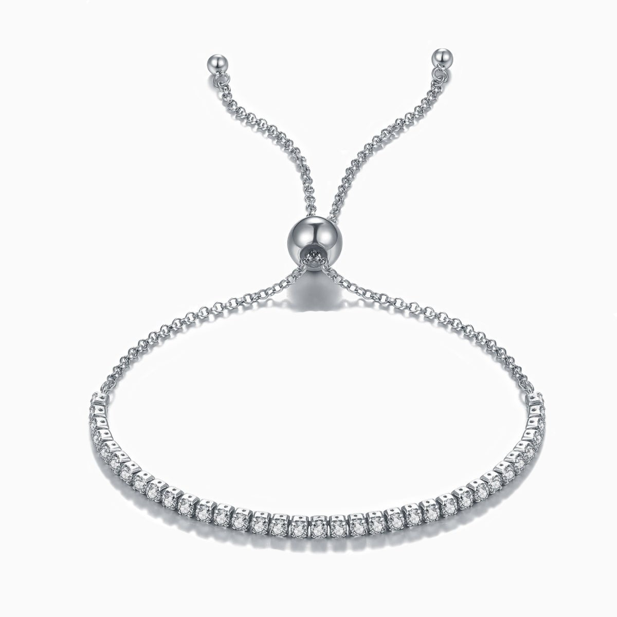 Elegant Adjustable Silver Tennis Bracelet - Bracelets