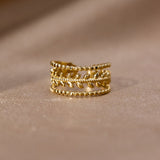 Elegant Gold Leaf Adjustable Ring - Ring