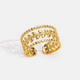 Elegant Gold Leaf Adjustable Ring - Ring